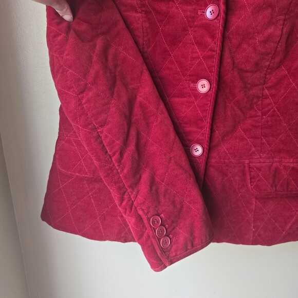 NWOT Talbots Velvet Jacket Size 12 Red Quilted Pockets Lined Old Money Luxury - Picture 4 of 8